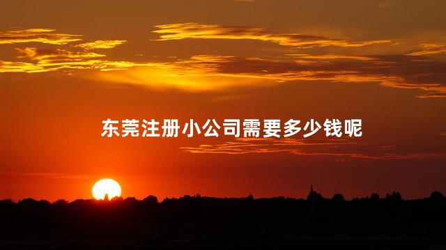 东莞注册小公司需要多少钱呢 国内注册公司需要多少钱