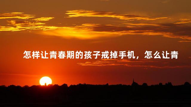 怎样让青春期的孩子戒掉手机，怎么让青春期的孩子不玩手机